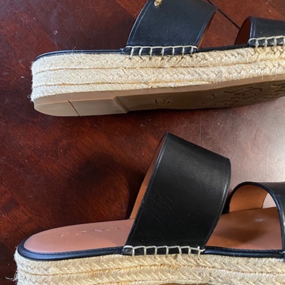 Coach black leather espadrille. slides - Picture 12 of 12